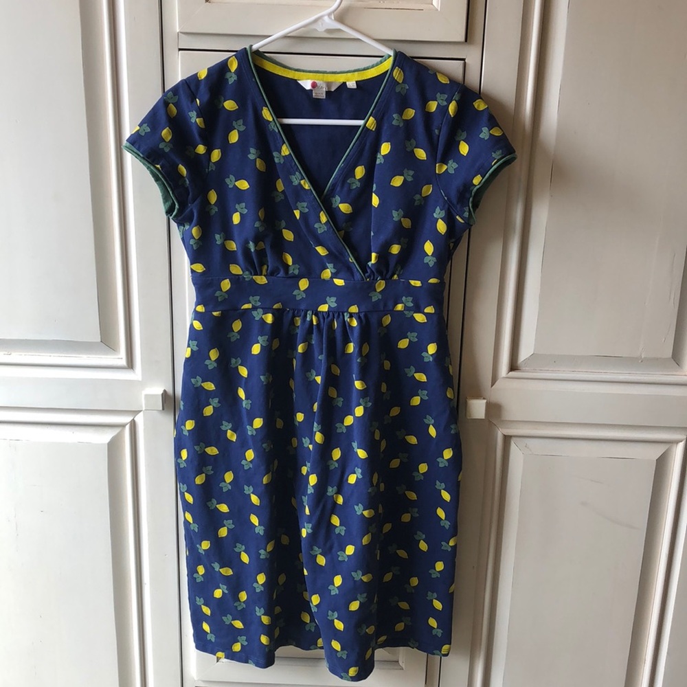 Boden navy blue lemon dress 🍋